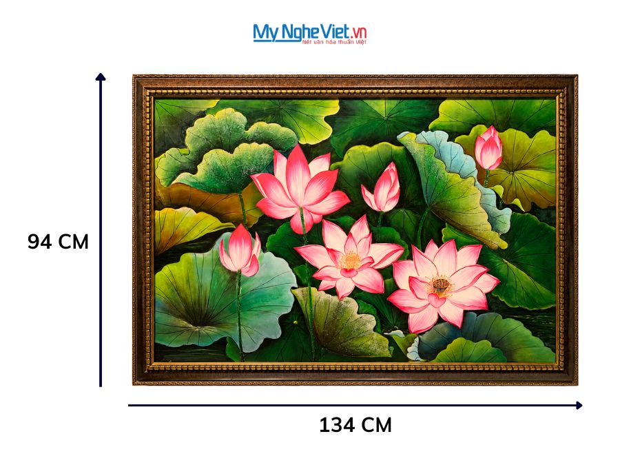 Tranh Sơn Mài Hoa Sen Vẽ Tay Cao Cấp 94x134cm TSMTBL8121-1
