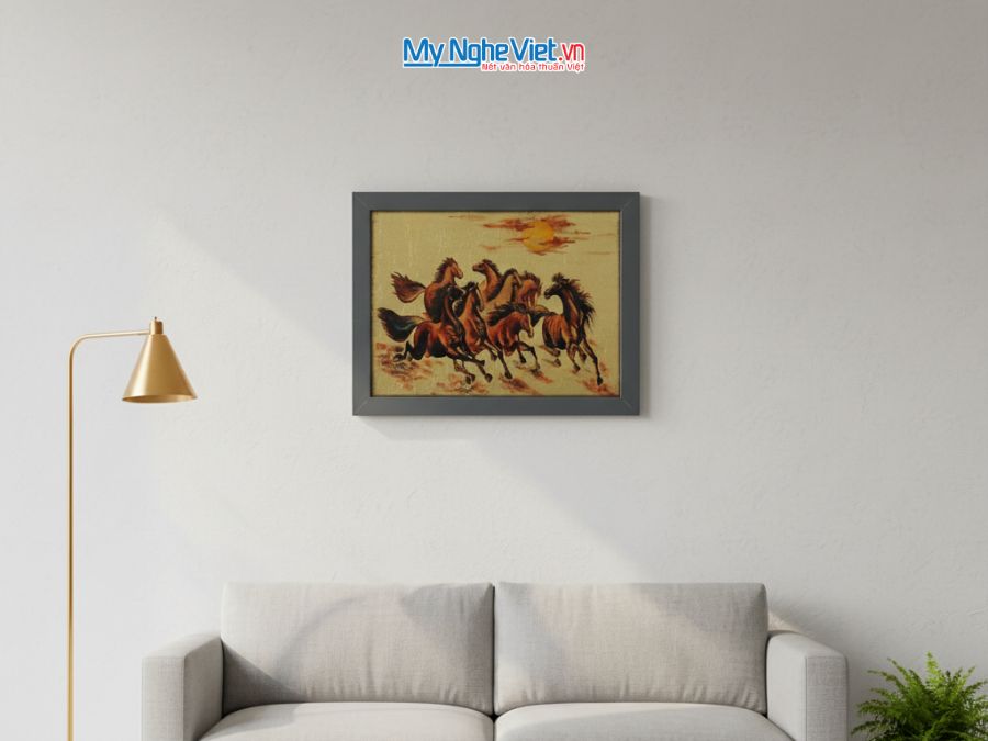 Tranh Sơn Mài Mã Đáo Thành Công Dát Vàng 35x45cm TSM3545-1.8