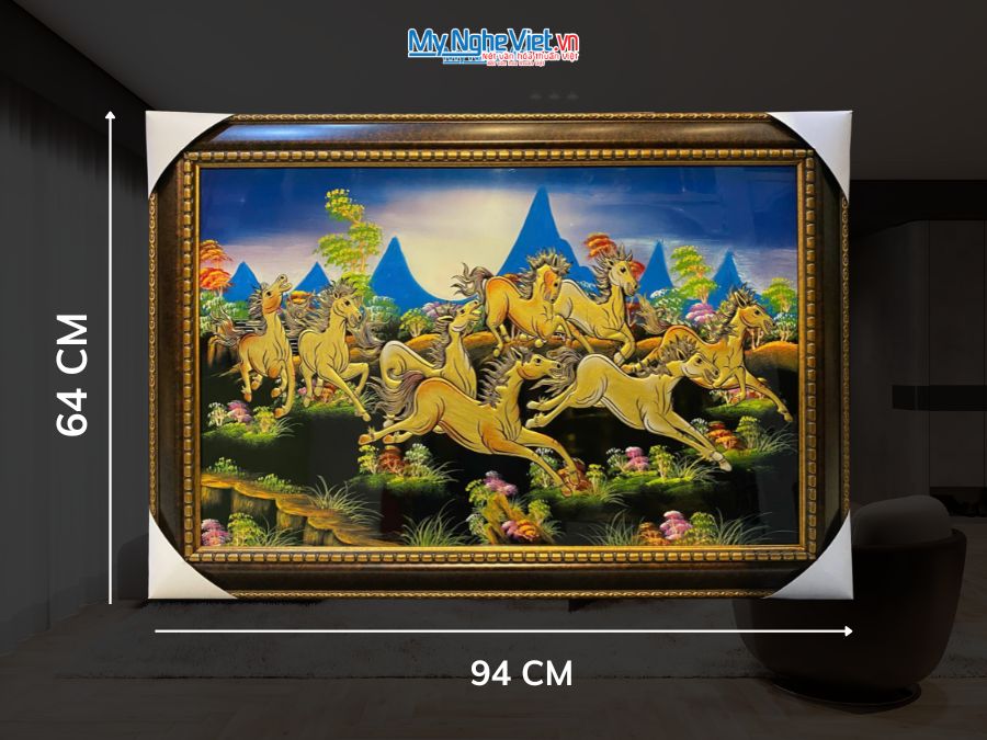 Tranh Sơn Mài Mã Đáo Thành Công Đắp Nổi 64x94cm TSM698-5