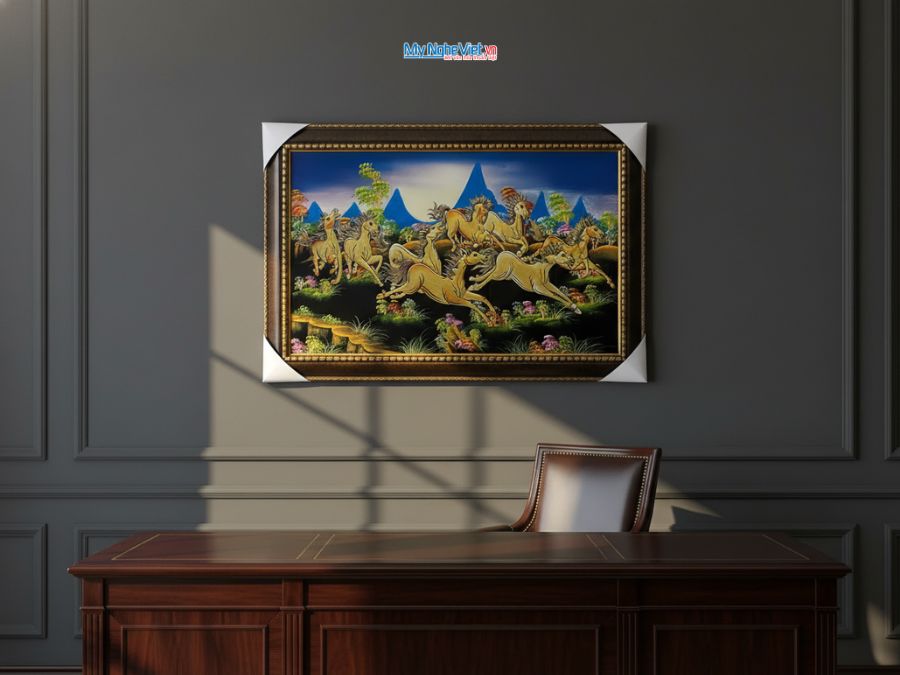 Tranh Sơn Mài Mã Đáo Thành Công Đắp Nổi 64x94cm TSM698-5