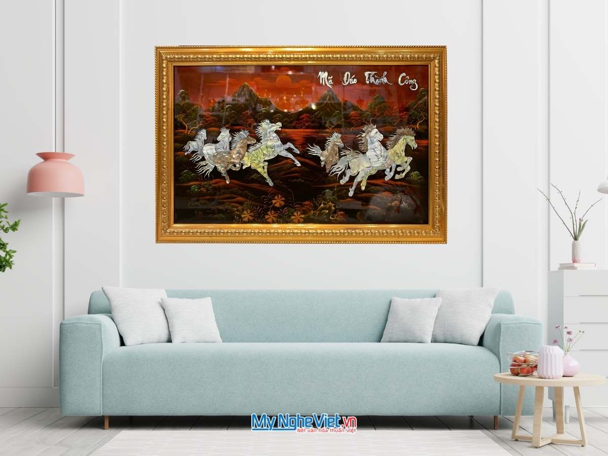 Tranh mã đáo cẩn ấm Khung nhựa 60x90 TSM698-2