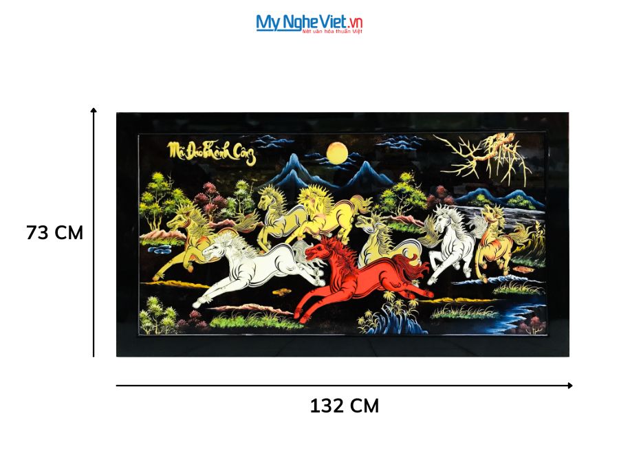 Tranh Sơn Mài Mã Đáo Thành Công Đắp Nổi Phù Điêu 73x132cm TSM7138-4