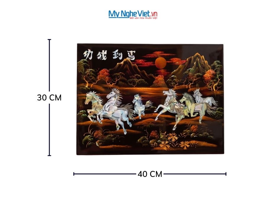 Tranh Sơn Mài Mã Đáo Thành Công Cẩn Ốc Chìm Nền Ấm 30x40cm TSM343-2