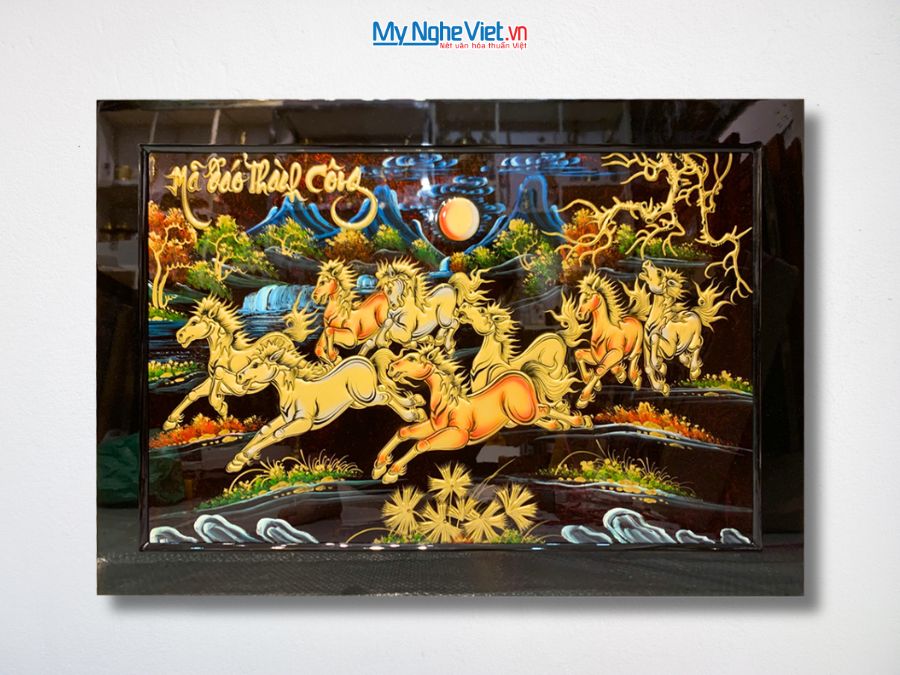 Tranh Sơn Mài Mã Đáo Thành Công Đắp Nổi Phù Điêu 60x90cm TSM698-3