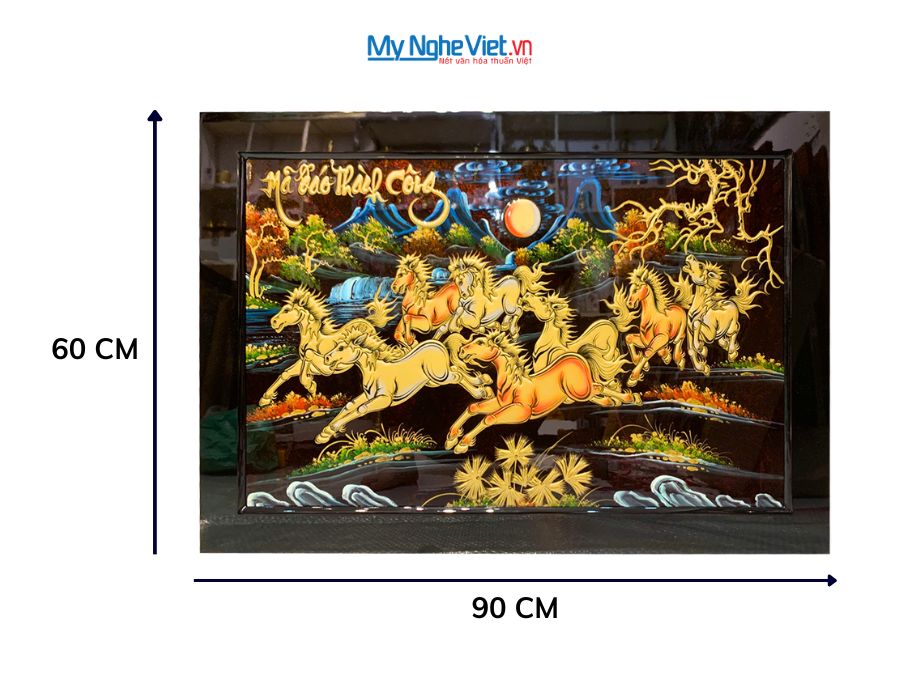 Tranh Sơn Mài Mã Đáo Thành Công Đắp Nổi Phù Điêu 60x90cm TSM698-3
