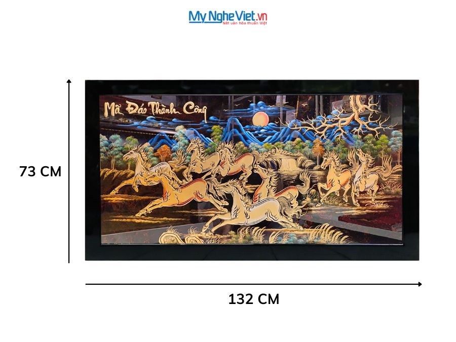 Tranh Sơn Mài Mã Đáo Thành Công Đắp Nổi Phù Điêu 73x132cm TSM7138-3
