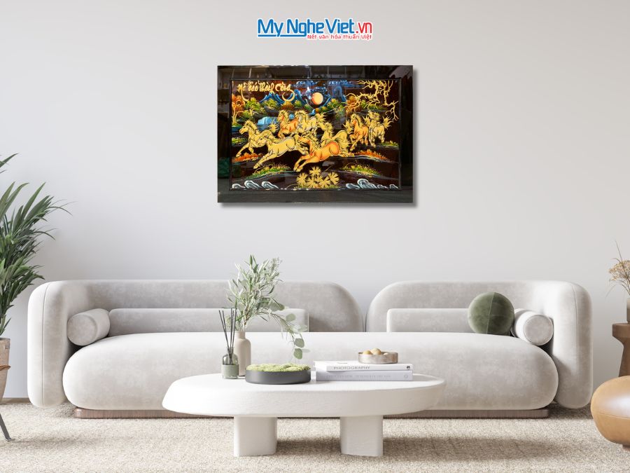 Tranh Sơn Mài Mã Đáo Thành Công Đắp Nổi Phù Điêu 60x90cm TSM698-3