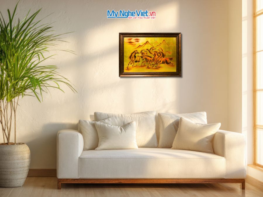 Tranh Sơn Mài Mã Đáo Thành Công Dát Vàng 50x70cm TSMDH468-3.2