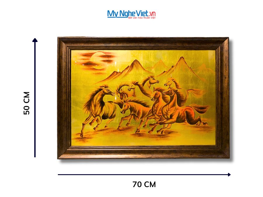 Tranh Sơn Mài Mã Đáo Thành Công Dát Vàng 50x70cm TSMDH468-3.2