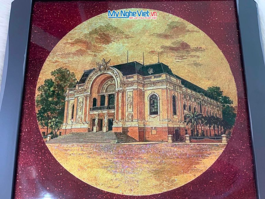 Tranh Sơn Mài Nhà Hát Thành Phố Hồ Chí Minh 35x35cm TBL014