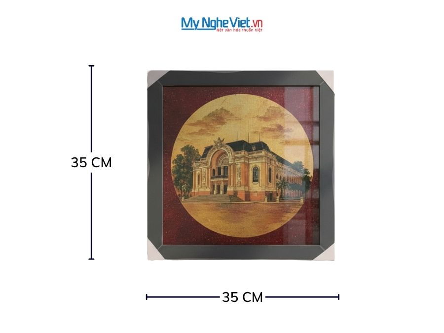 Tranh Sơn Mài Nhà Hát Thành Phố Hồ Chí Minh 35x35cm TBL014
