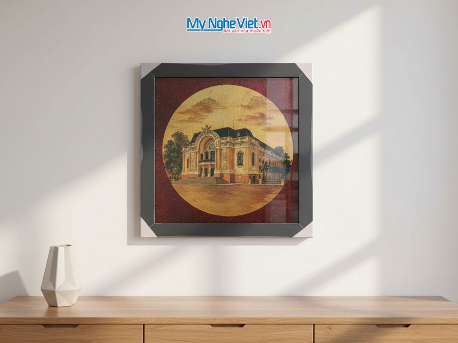 Tranh Sơn Mài Nhà Hát Thành Phố Hồ Chí Minh 35x35cm TBL014