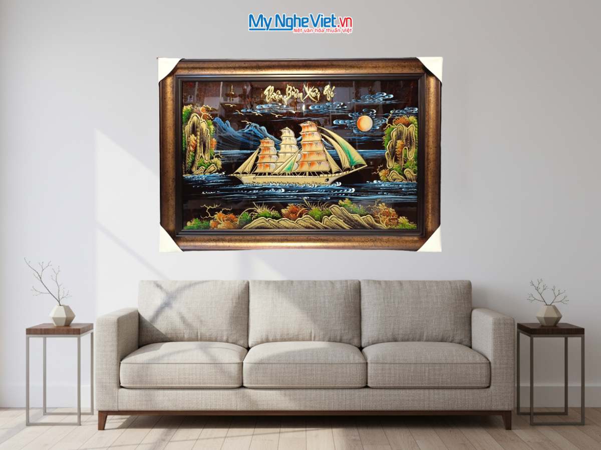 Tranh Thuận buồm phù điêu 50x80 khung nhựa 60x90 - TSM699-1