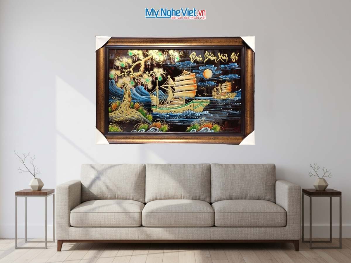 Tranh Thuận buồm phù điêu 50x80 có khung 60x90 TSM699-3