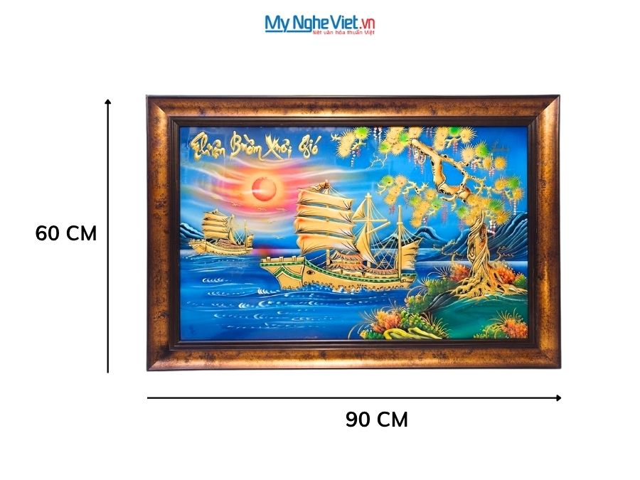 Tranh Sơn Mài Thuận Buồm Xuôi Gió Đắp Nổi Phù Điêu 60x90cm TSM699-3-1