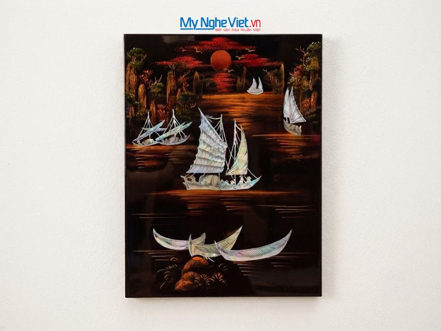 Tranh Sơn Mài Thuận Buồm Xuôi Gió Cẩn Ốc Chìm 30x40cm MNV-TSMTBL34CC-5