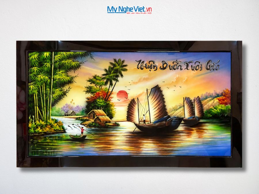 Tranh Sơn Mài Thuận Buồm Xuôi Gió Đắp Nổi 73x132cm TSM7139-1M