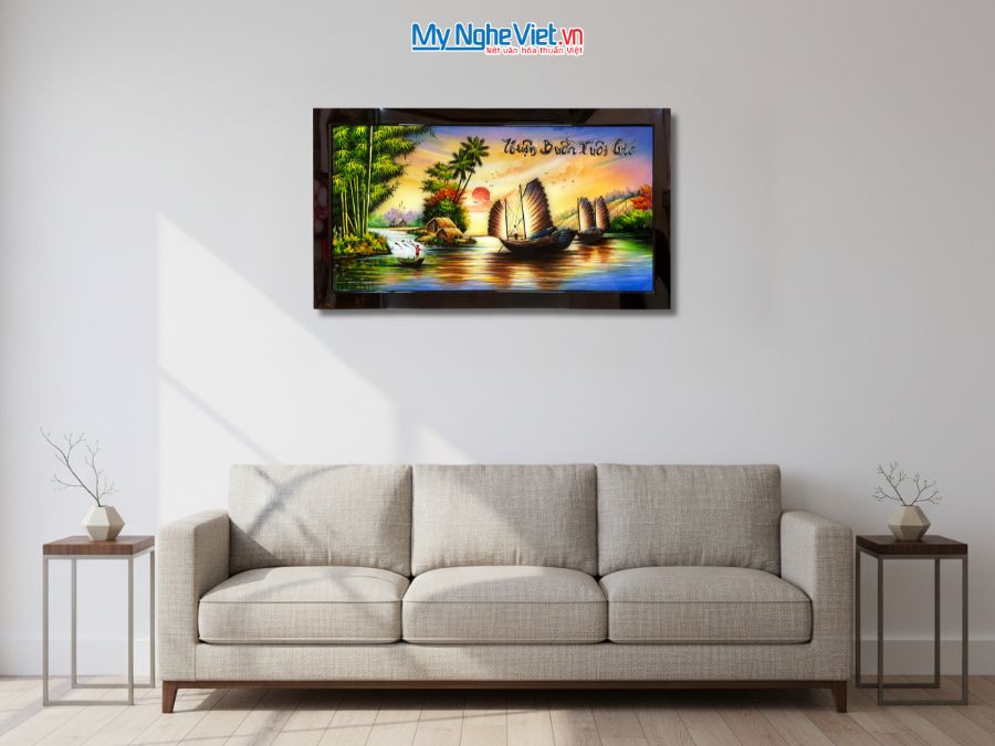 Tranh Sơn Mài Thuận Buồm Xuôi Gió Đắp Nổi 73x132cm TSM7139-1M