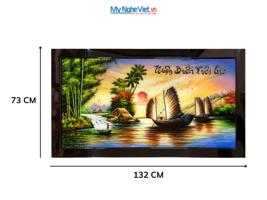 Tranh Sơn Mài Thuận Buồm Xuôi Gió Đắp Nổi 73x132cm TSM7139-1M