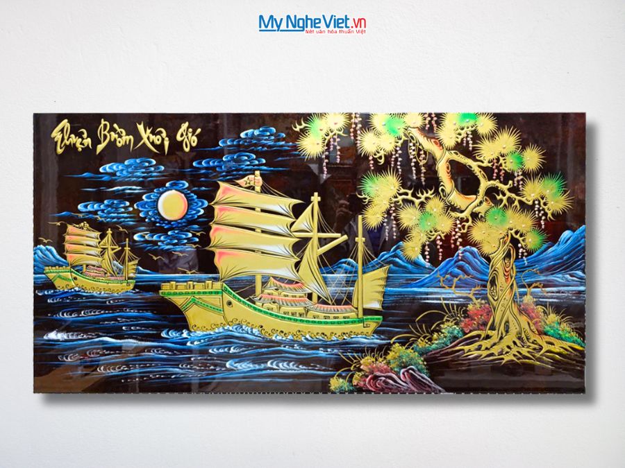 Tranh Sơn Mài Thuận Buồm Xuôi Gió Đắp Nổi Phù Điêu 60x120cm TSM6129-31