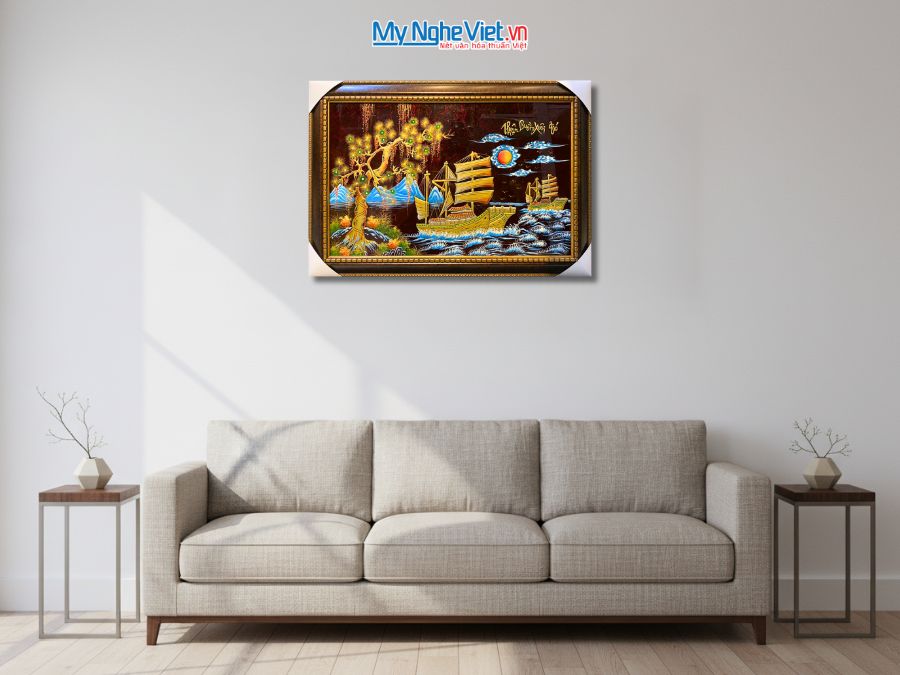 Tranh Sơn Mài Thuận Buồm Xuôi Gió Đắp Nổi Phù Điêu 64x94cm TSM699-6