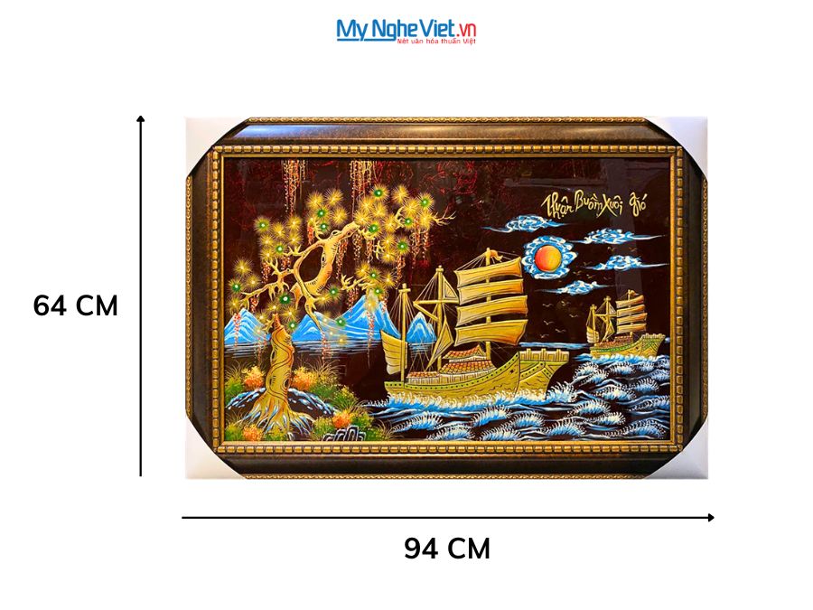 Tranh Sơn Mài Thuận Buồm Xuôi Gió Đắp Nổi Phù Điêu 64x94cm TSM699-6