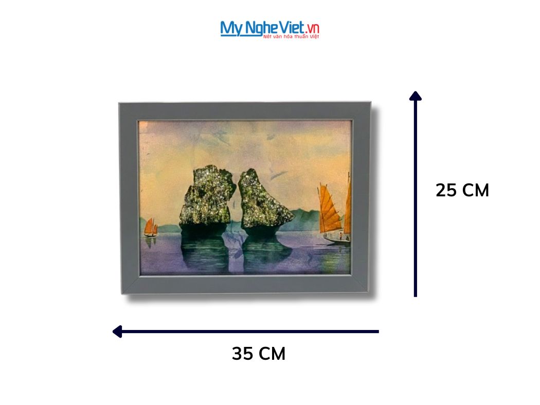 Tranh Sơn Mài Vịnh Hạ Long Dát Bạc Nền Tím 25x35cm tsm2535.3