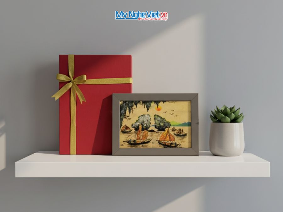 Tranh Sơn Mài Vịnh Hạ Long Dát Vàng 25x35cm tsm2535.5