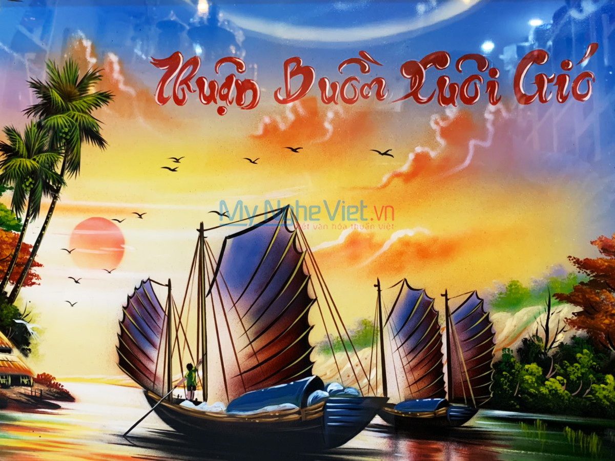 Tranh sơn mài Thuận buồm phù điêu TSM699-5