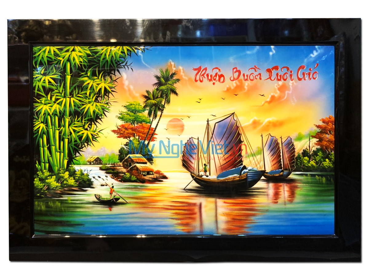 Tranh sơn mài Thuận buồm phù điêu TSM699-5