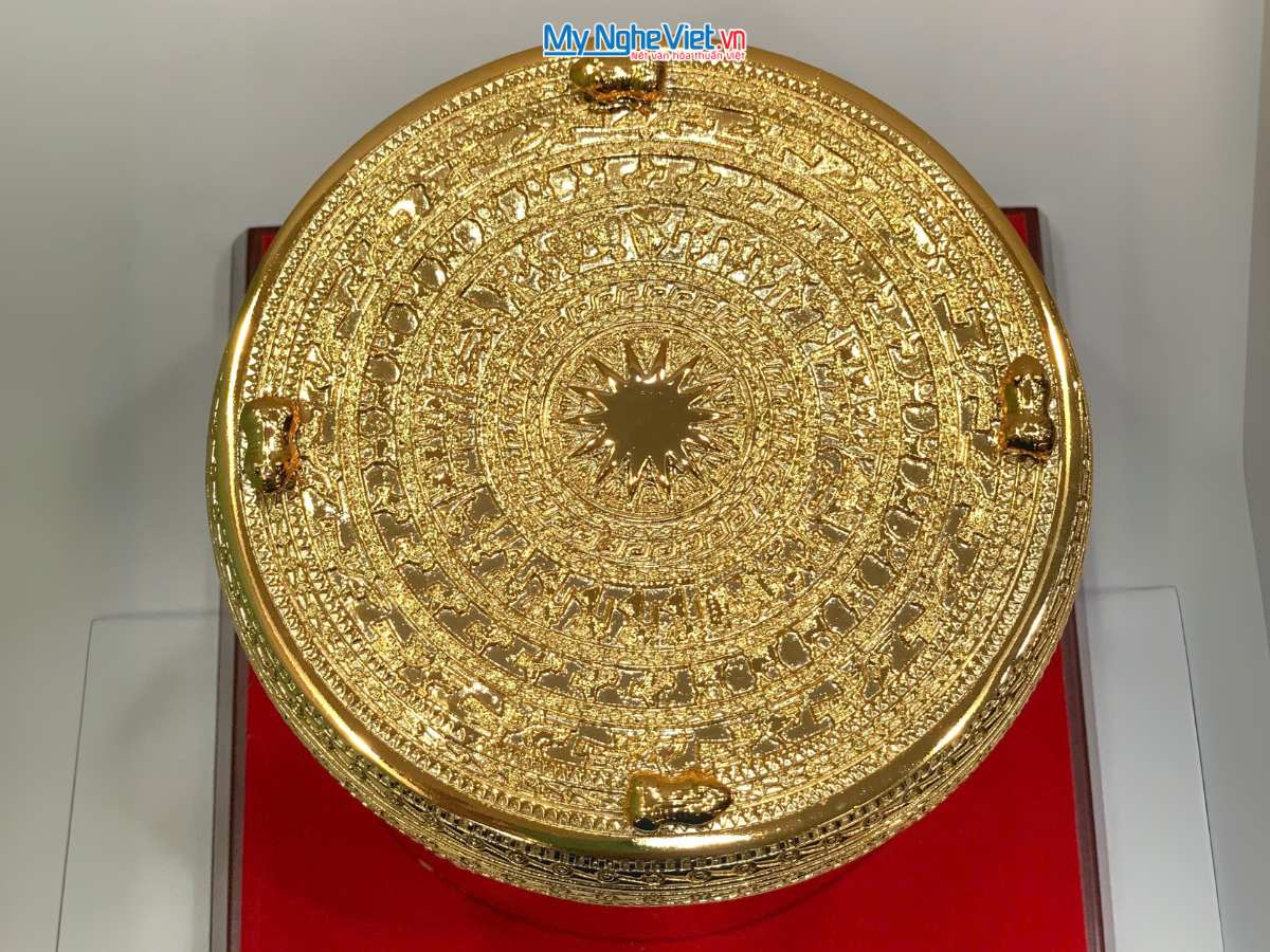 Trống đồng mạ vàng 24K D15cm - đúc mạ vàng DD28-15D