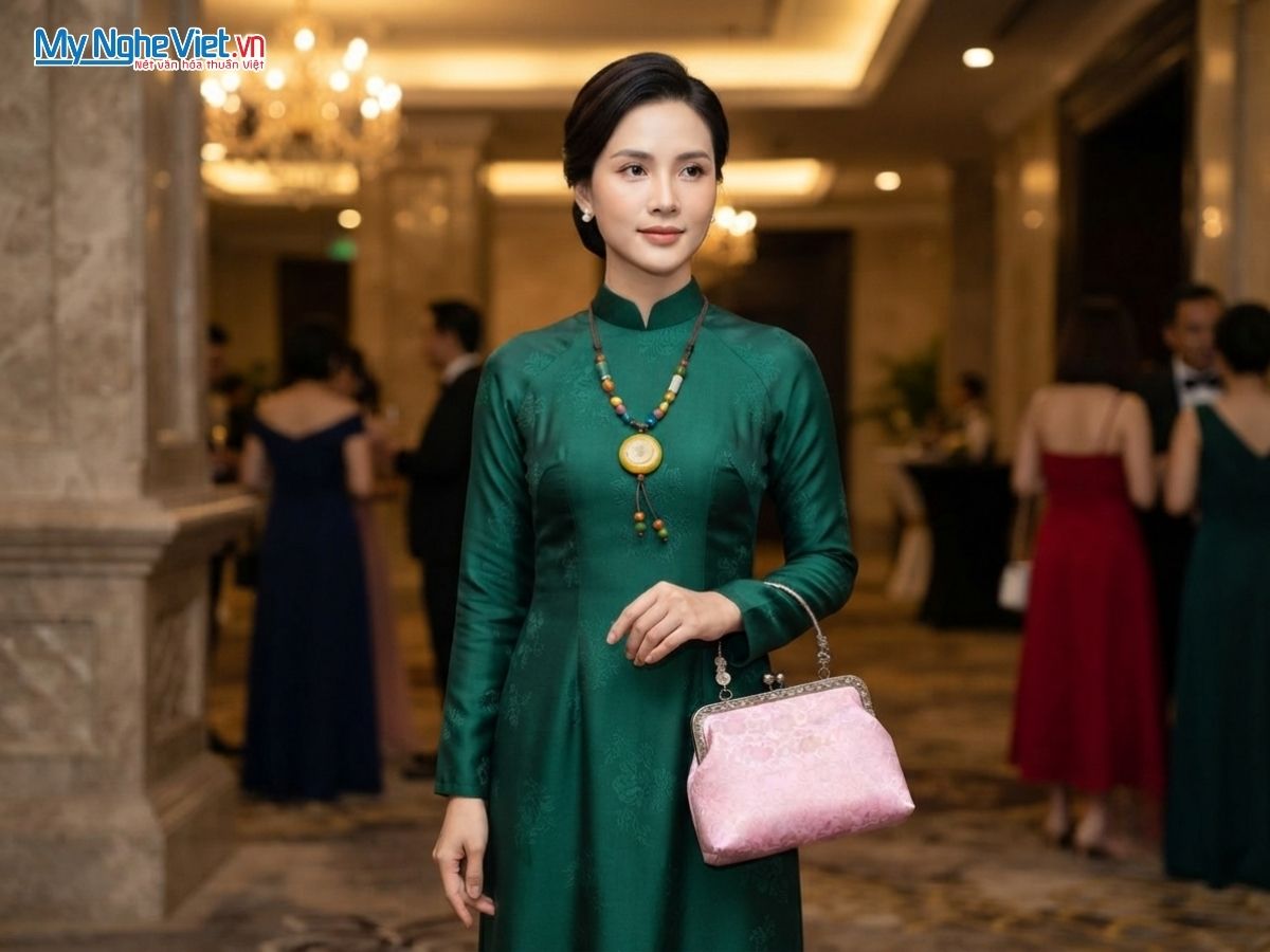 Túi Lụa Tơ Tằm Khóa Gọng Kim Loại Có Quai Xách TX003/3