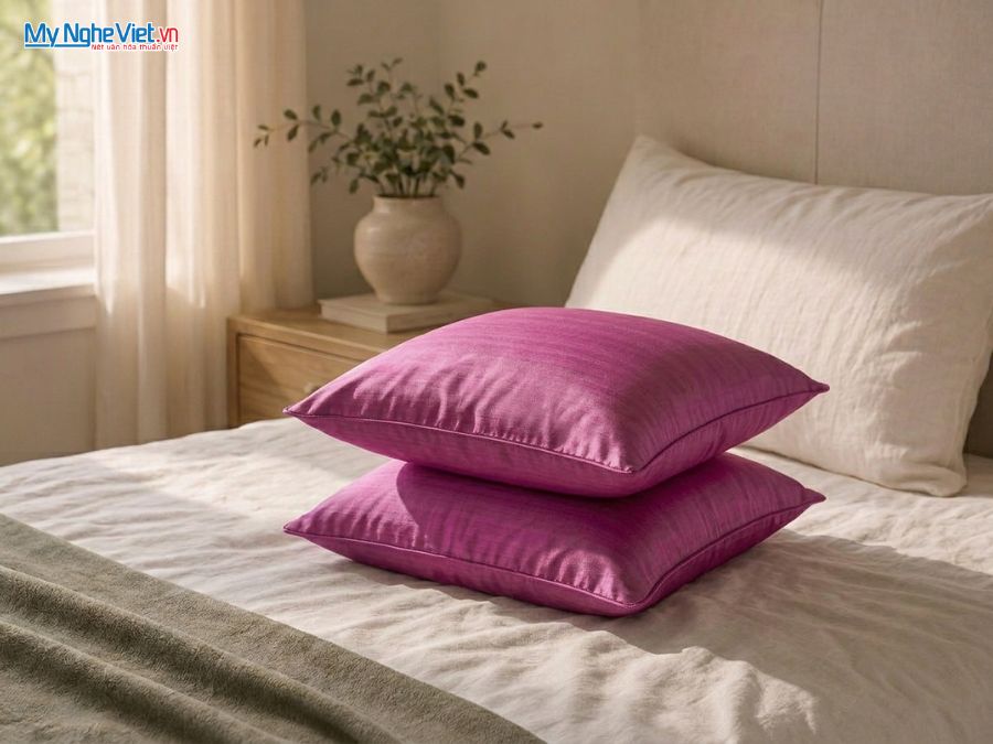 Vỏ Gối Lụa Hà Đông Trơn Màu Tím Hồng LNL4040/6
