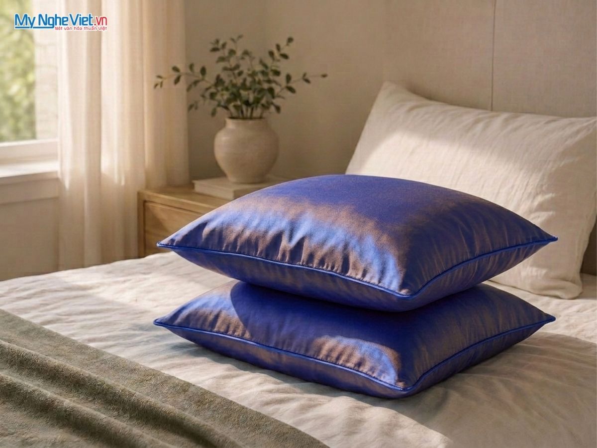 Vỏ Gối Lụa Hà Đông Trơn Màu Tím Vàng Đồng LNL4040/12